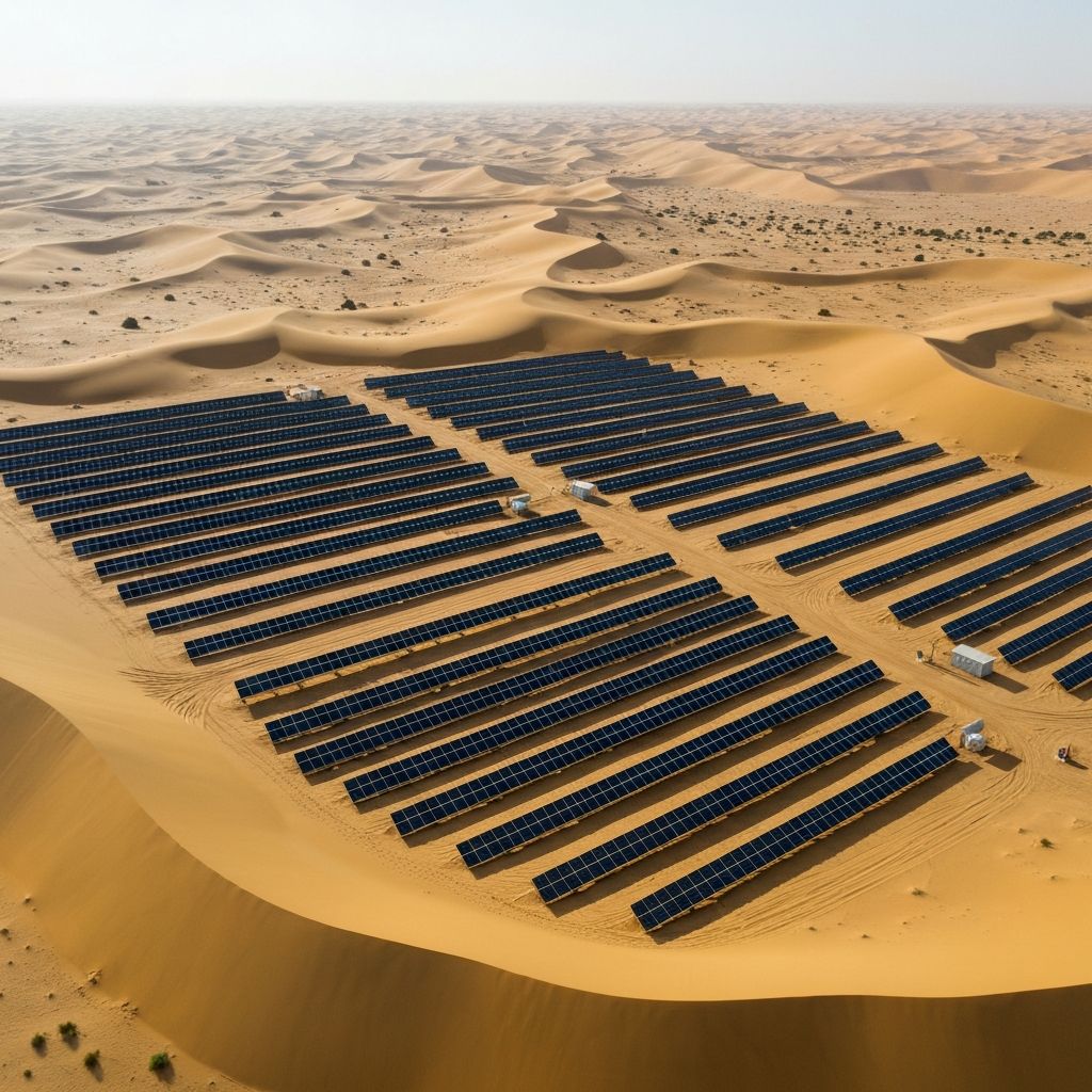 Sustainable solar farm in UAE desert